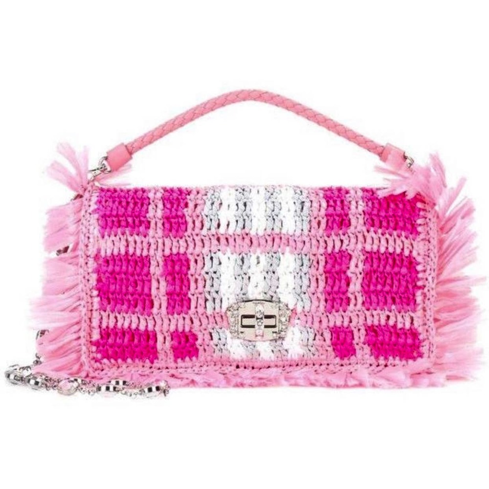 Miu Miu Pink and Hot Pink Woven Fringe Mini Shoulder Bag